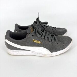 Puma Low Top Lace Up Suede Sneakers Grey White Women's Size 6.5